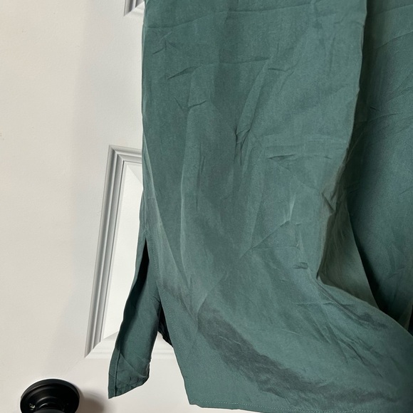 Eileen Fisher Teal Lightweight Short Sleeve Tencel Blouse Sz L - Picture 4 of 8